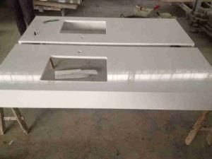 Polished Flat Prefab Cut-to-Size Tops of White Quartzstone