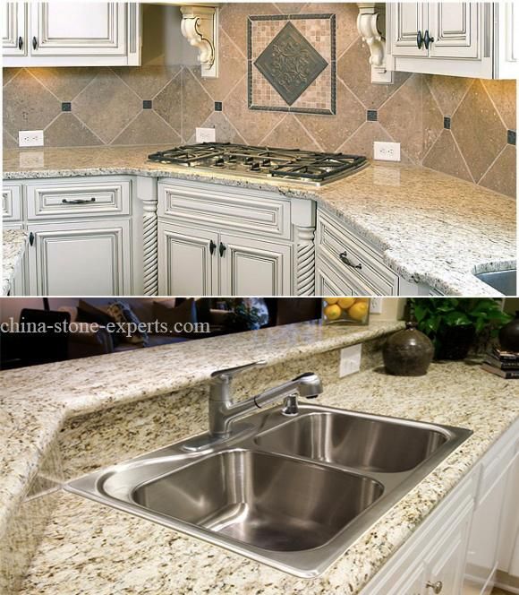High Polished Giallo Ornamental Golden Granite Kitchen Countertop for Hotel