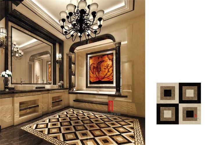 Luxury Villa Waterjet Flooring Tile Marble Inlay Tile Bathroom Floor Tile Medallion