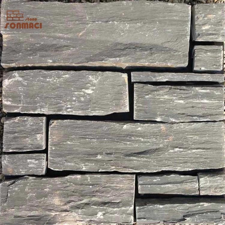China Natural Black Slate Masonry Loose Stone