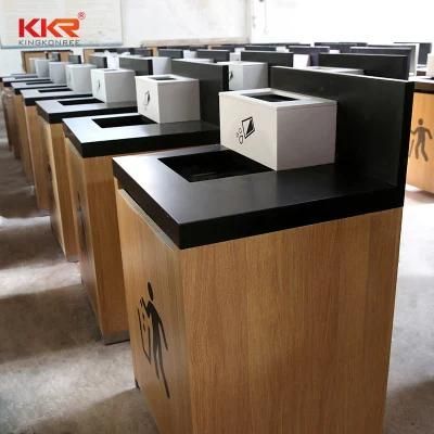 Kingkonree Solid Surface Black Medical Trashcan Artificial Stone Recycle Dustbin 12.16