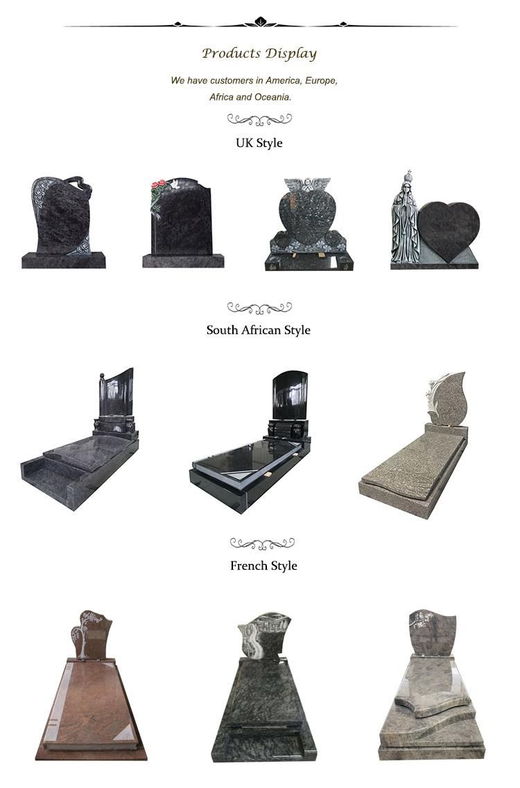 Big Natural Grey and Black Granite Kerb Tombstone