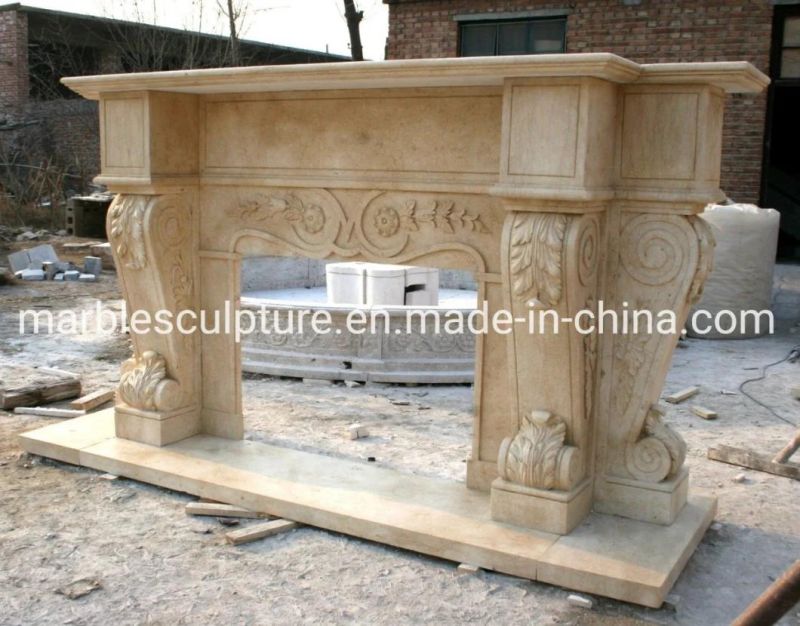 French Design Mantel Natural Marble Fireplace for Home Furniture (SYMF-090)