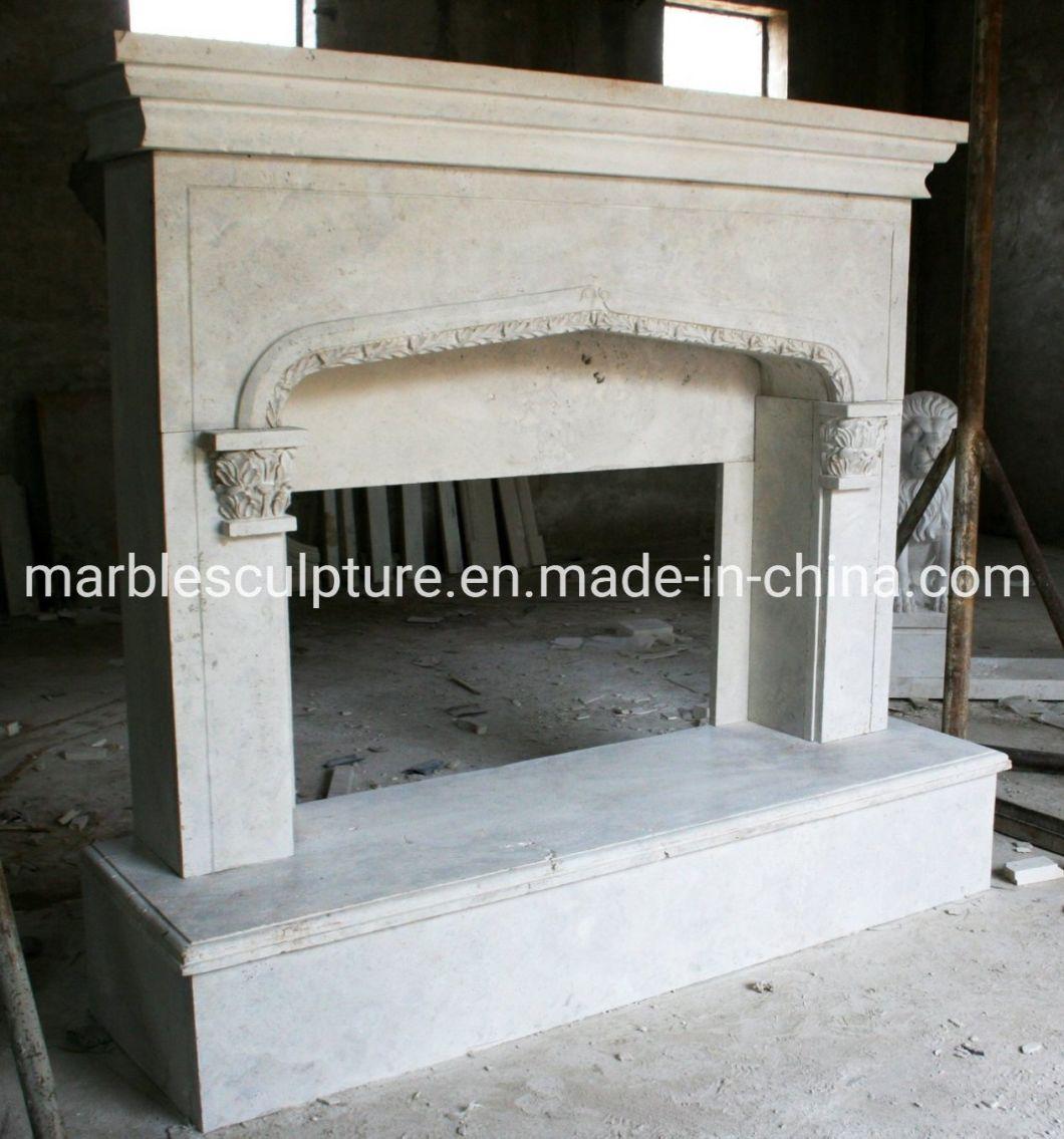 Simple Style Cheap Price Home Decoration White Marble Fireplace (SYMF-053)