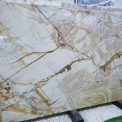 Brazil Quartzite Stone, Roman Impression Yellow Blue Marble Golden Color Marble, Roman Impression Marble