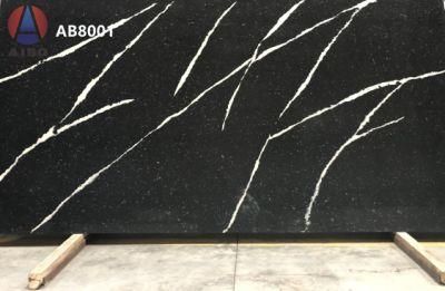 Artificial Marble Slab Black Calacatta Quartz Stone