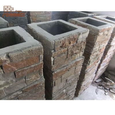 Outdoor Slate Stone Square Pillar for Building