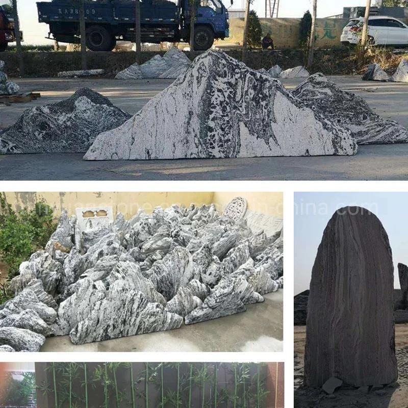 Outdoor Garden Decorate Natural Large Black Water Wave River Rock Stone Boulder Landscapes