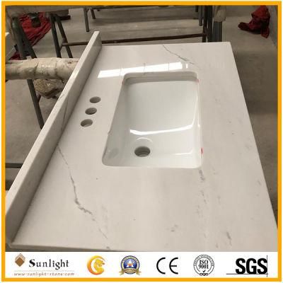 Professional Custom White/Grey Quartz Stone Vanity Top for Bathroom/Kitchen/Countertop