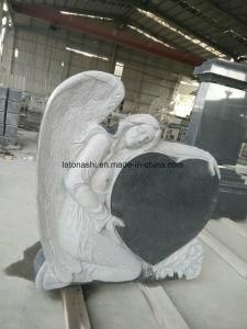 Angel Black/White Granite Heart Monument Headstone Gravestone for Funeral