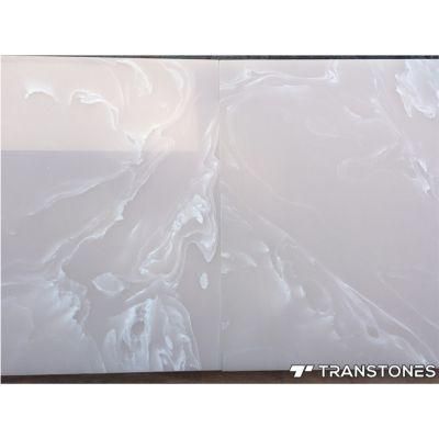Backlit Pink Polished Alabaster Sheet for Dining Hall Wall Panel