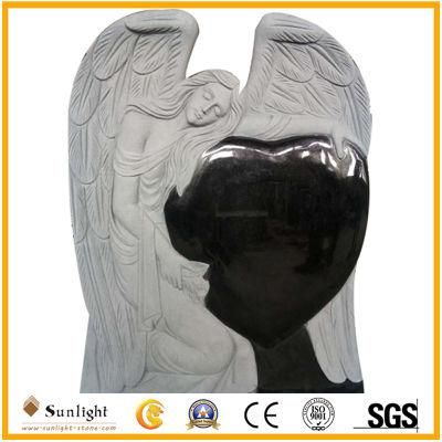 Custom India Black Granite Monument Headstone Tombstone (With Carving Angel)