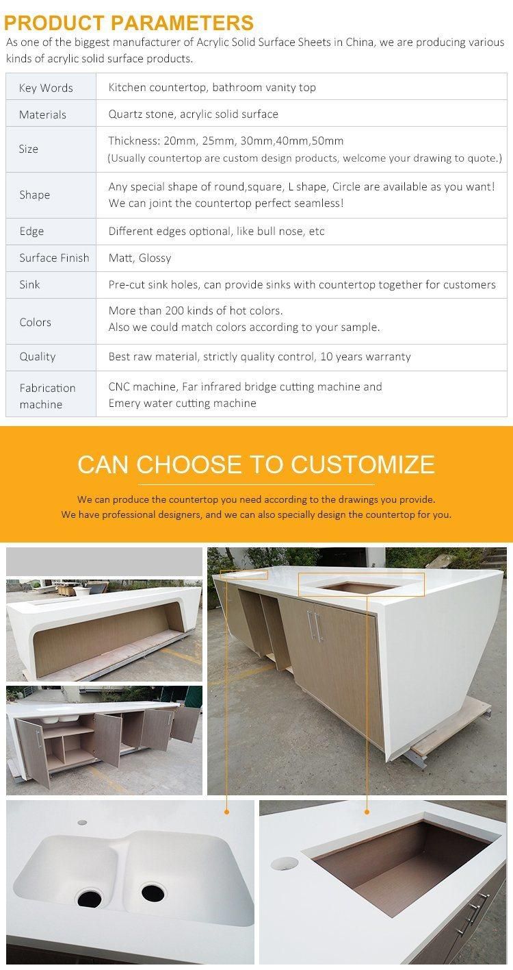 Corian Resin Stone Bathroom Vanity Top for Hotel