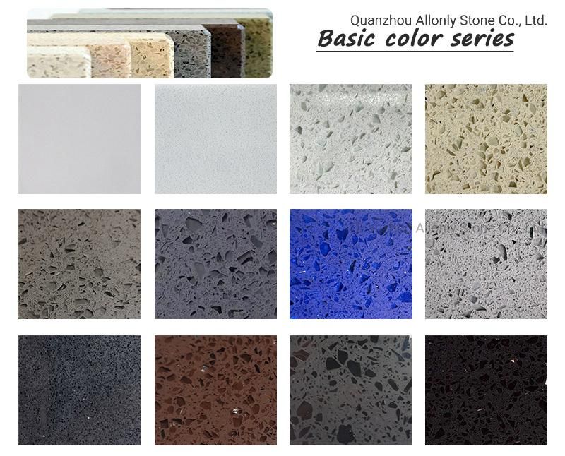 Black Solid Surface Artificial Engineered Quartz Kitchen Countertop