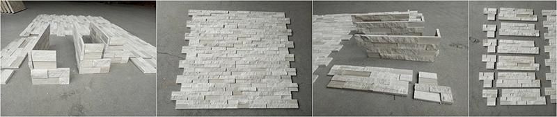 Wooden White Marble Splitface Cultured Stone Wall Cladding Panel Tile