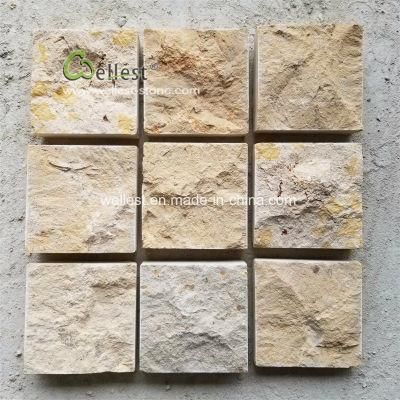 Chinese Beige Limestone Cobble Stone for Outdoor Paving, Cube Stone Paver