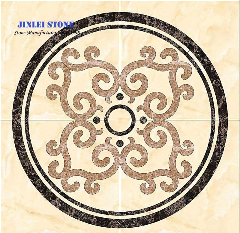 Natural Stone Marble Mosaic Pattern Water Jet Medallion for Flooring