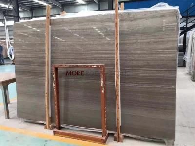Commercial Decoration Brown Coffee Wood Straight Vein Marble Stone Slab