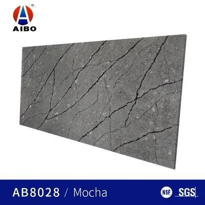 Black Veins Grey Quartz Stone Calacatta Slab