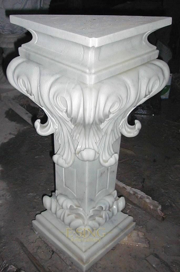 Stone Decorative Round White Marble Column Bases for Sculptures