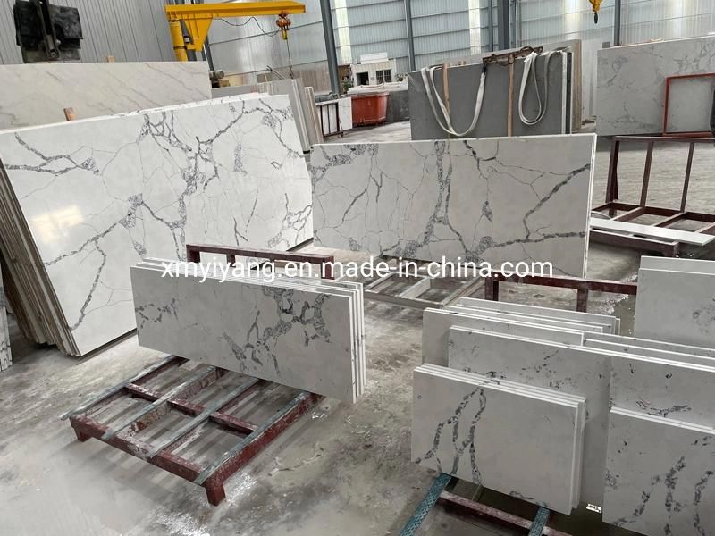 Marble Look Calacatta White Artificial Stone Quartz Slabs for Countertop/Vanitytop