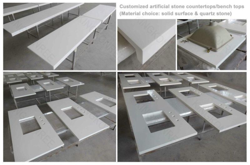 Custom Solid Surface Countertop Bathroom Vanity Top for Hotels (KKR-200201-5)