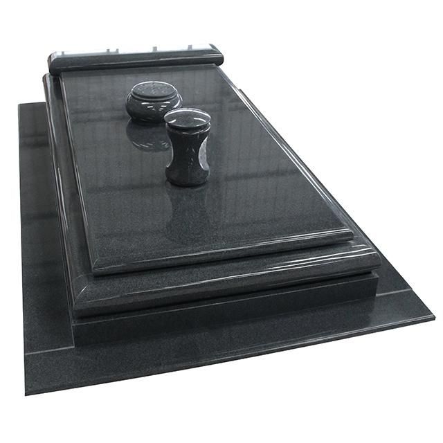 G654 China Black Granite Tombstone with Vase and Cemetery Lamp