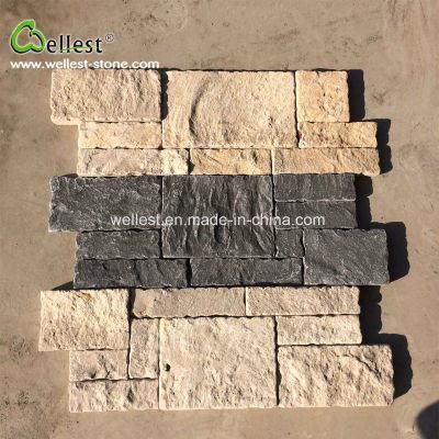 Yellow Beige Black Natural Limestone Panel for Exterior Garden Retaining Castle Villa Curtain Feature Wall