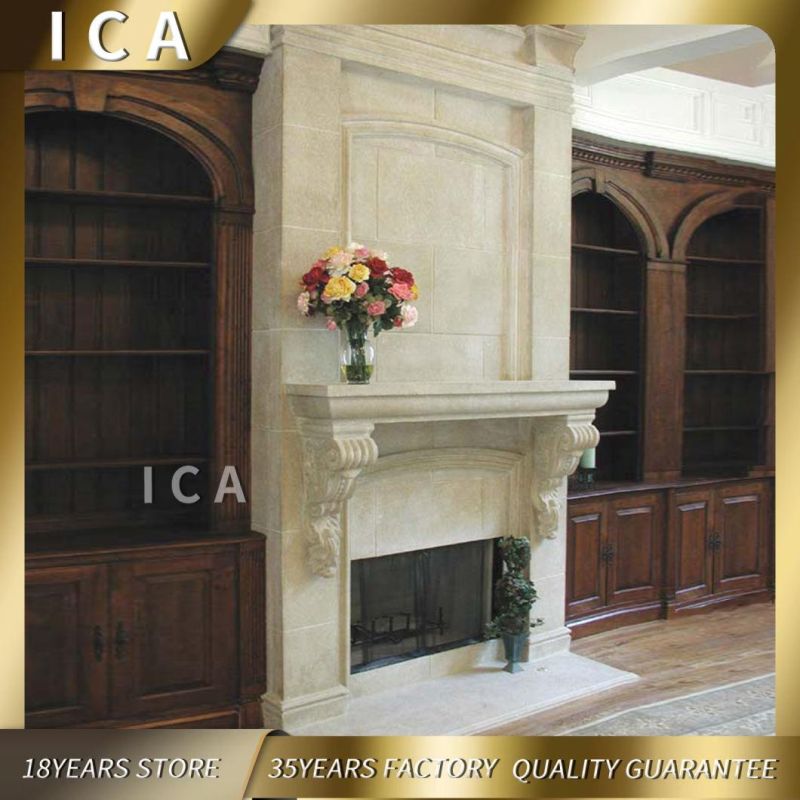 Very Impressive High Design Double Antique Stone Marble Fireplace