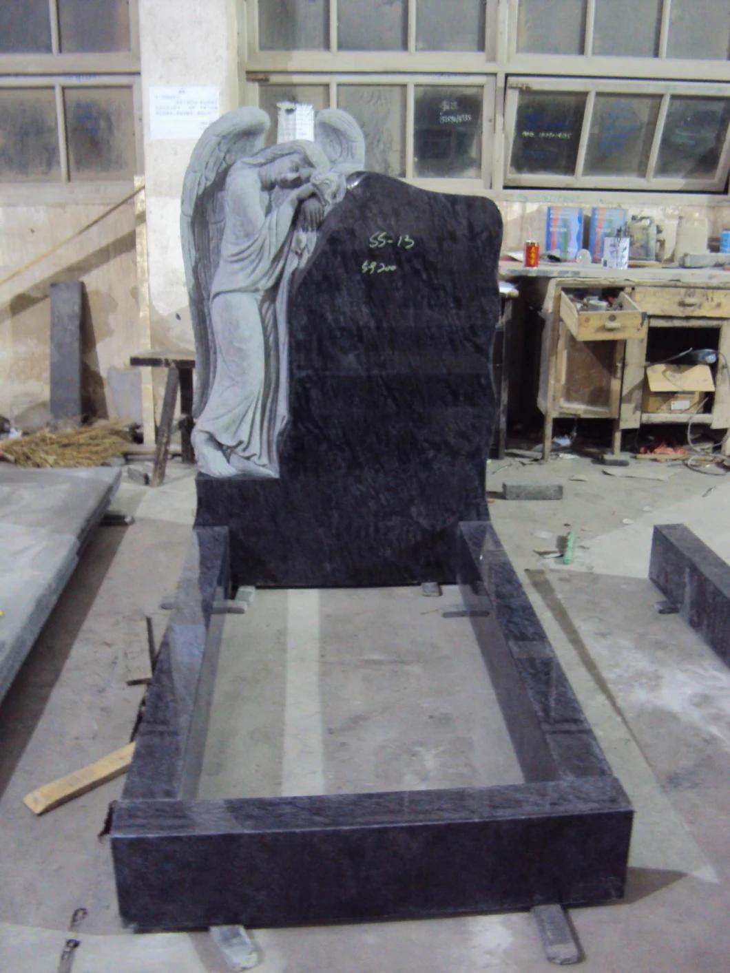 Exquisite Workmanship European Style Tombstone Shanxi Black Granite Factory Sale