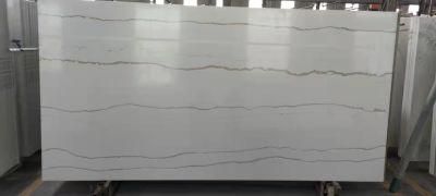 Parallel Veins Factory Price White Calacatta Quartz Stone