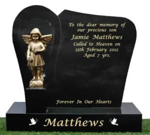 European Style Shanxi Black Granite Tombstone or Monument