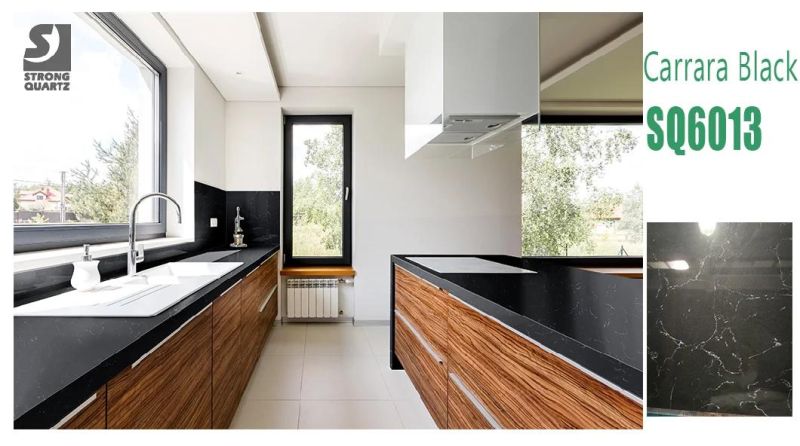 3200*1600 Black Veins Carrara Quartz Surface