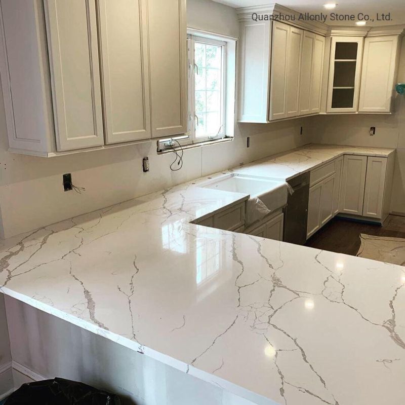 Precut White Quartz Acrylic Solid Surface Kitchen Top