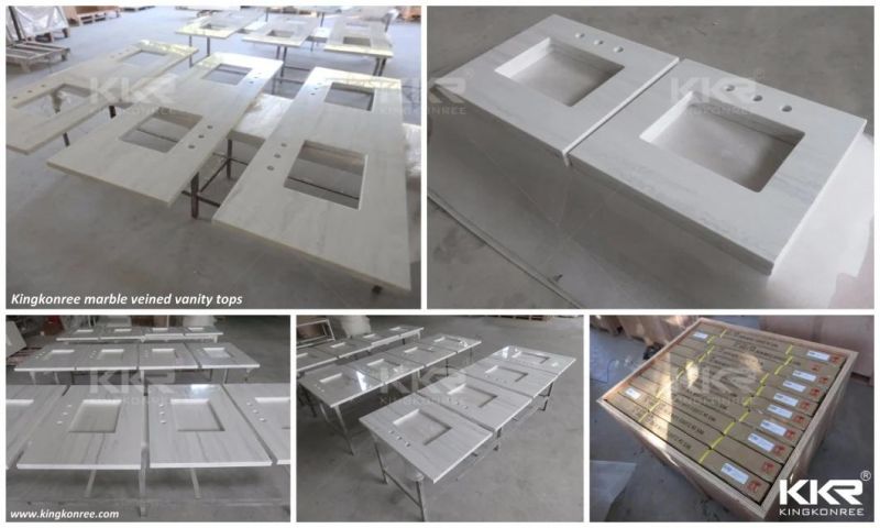 Artificial Calacatta Quartz Marble Vanity Top Solid Surface/ Carrara/Marble/Quartz Stone Bathroom Cutting Size Vanity Counter Top