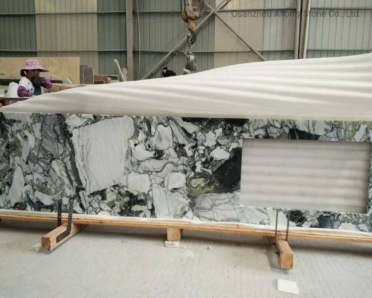 Luxury Stone White Beauty Ice Jade Green Marble Slabs Countertop for Kitchen Decoration