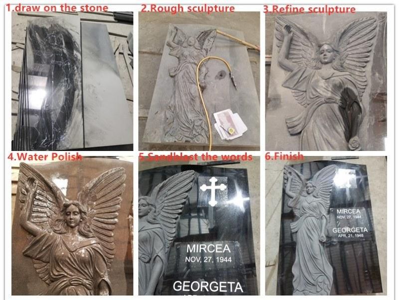 Large Volgograd Black Granite Tombstone Monument