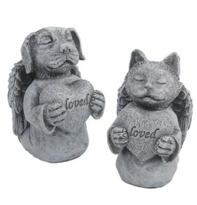 Angel Dog Cat Statue Resin Tombstone Monument