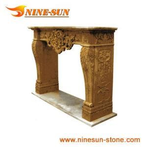Granite Stone Carved Fireplace (YXFP-006)