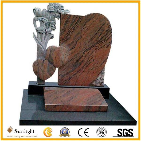 European Style Black G654 Dark Grey Granite Monument Memorial Tombstone