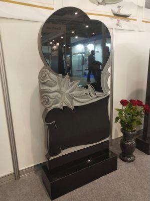 Heart Shape Shanxi Black Granite Tombstone Headstone Monument