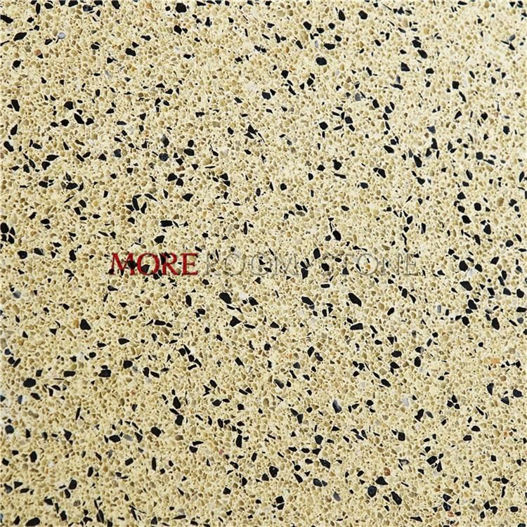 Small Glass Chip Quartz Texture Yellow Terrazzo Stone Tile