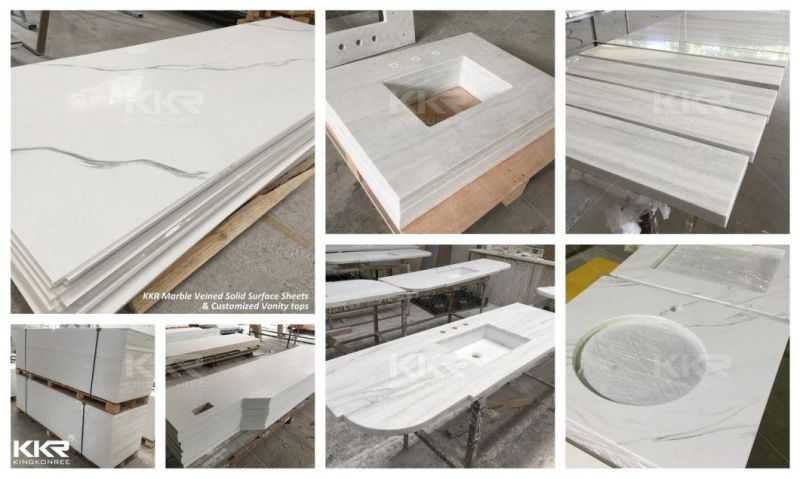 Resin Stone Washroom Countertops Custom Color Solid Surface Basin Price