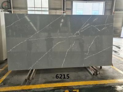 Special Design Grey Quartz Stone Slab 6215 with Beautiful and Clear Veins