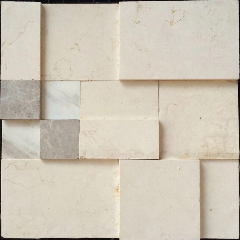 Mixed Size Beige Stone Marble Mosaic Tile for Wall and Floor