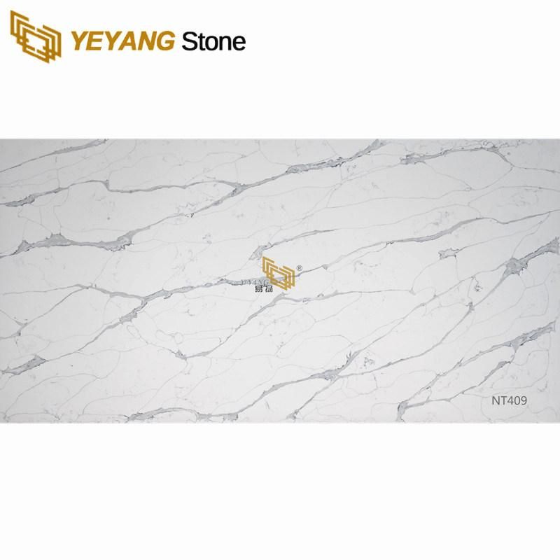 White Artificial Quartz Stone Slab for Countertop/Kitchen/Bathroom/Worktop/Bar Top