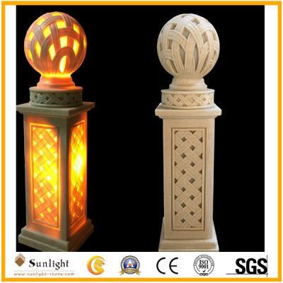Luxury Lampstandard Sandstone Carving for Outdoor Decoration