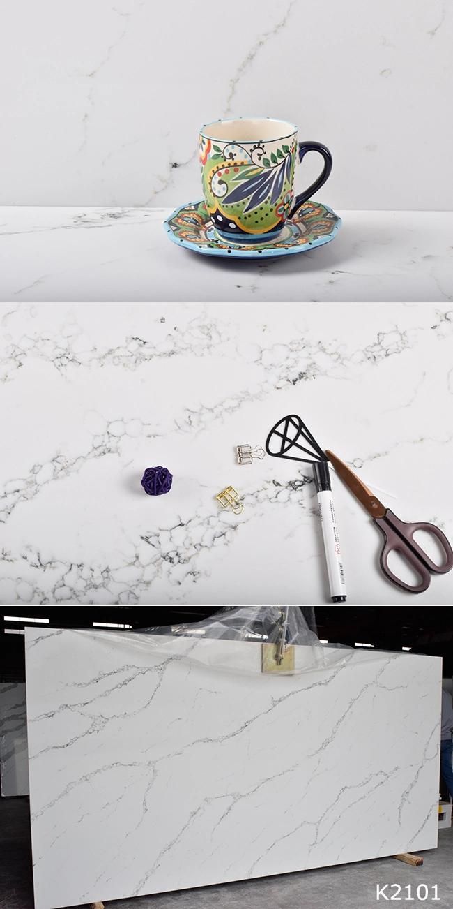 Beautiful Calacatta Nuvo Veins Quartz Slabs for Kitchen and Bathroom