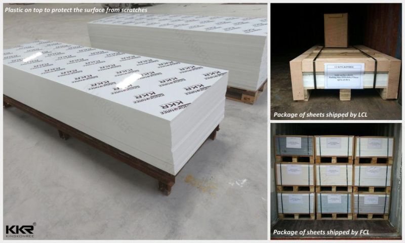 12mm Acrylic Solid Surface White Marble Stone for Kitchen Countertop