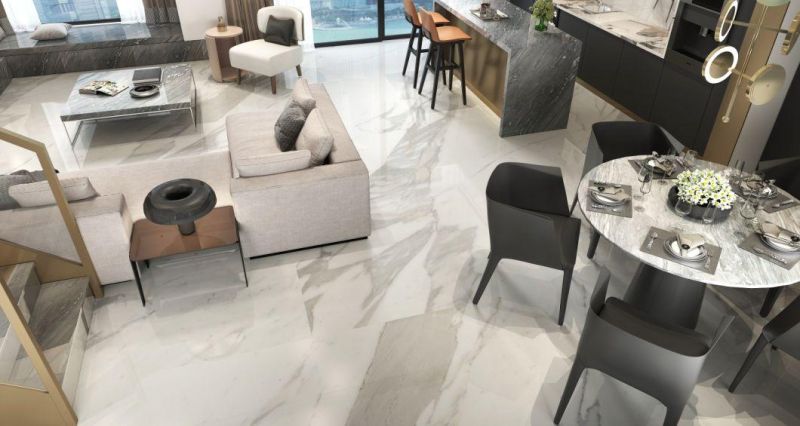 Whtie Calacatta Natural Italian Marble Table Background Flooring